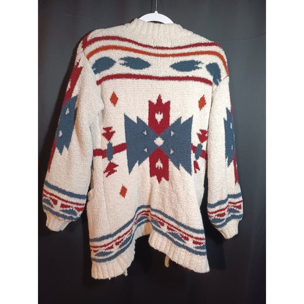 Audrey Parks by Francesca’s Aztec Ivory Blue Red Open Front Soft Cardigan Small - Picture 4 of 4